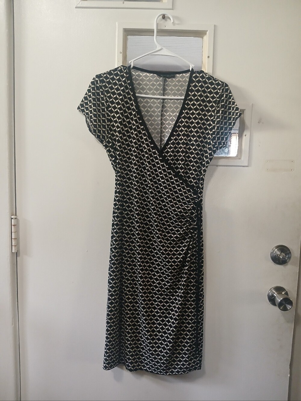 Black and White Geometric Wrap Dress - Classic Women's Dress